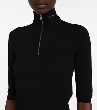 トップス PRADA 2022 Logo High Neck Top Logo jersey high-neck top in black - Prada | Mytheresa
