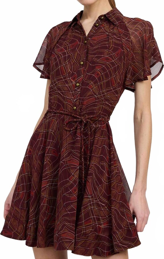 En Saison Giavanna Mini Dress In Burgundy Multi