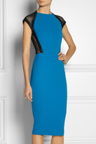 Thumbnail for your product : Victoria Beckham Mesh-trimmed silk and wool-blend dress