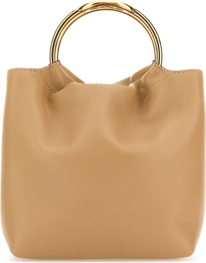 Valentino Garavani Beige Leather Bucket Bag