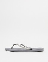 Thumbnail for your product : Havaianas slim crystal thongs in silver