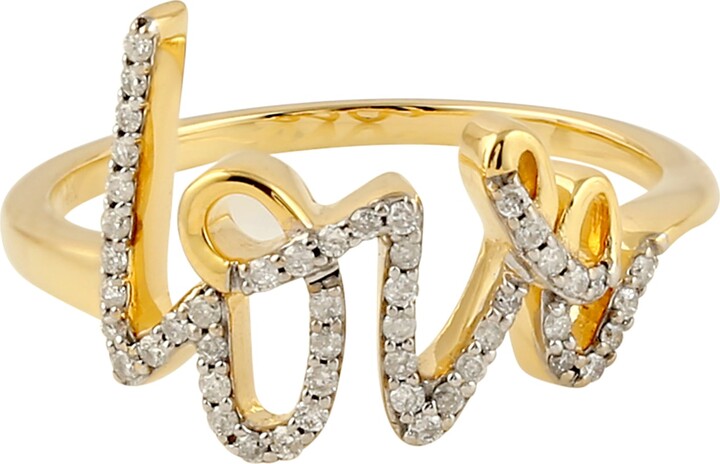 Artisan Gold / White Luxury Yellow Gold Pavé Diamond Love Ring