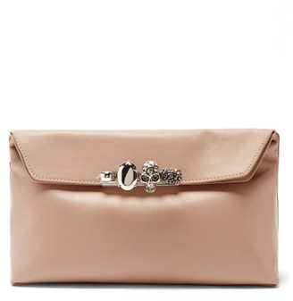 Alexander McQueen Knuckle Crystal-embellished Leather Clutch Bag - Light Pink