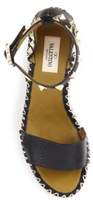 Thumbnail for your product : Valentino Rockstud Leather Espadrille Double Wedge Sandals