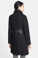 Thumbnail for your product : Via Spiga Faux Leather Trim Wool Blend Coat