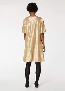 Women's Gold-Foil Textured T-Shirt Dress