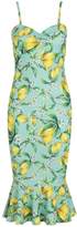 Thumbnail for your product : boohoo Lemon Print Ruched Front Fluted Midi Dress