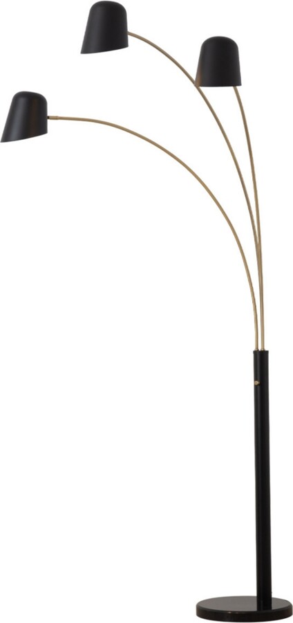 Nova of California Culver 3 Light Arc Floor Lamp - Matte Black/Weathered Brass
