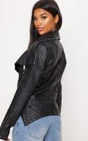 Thumbnail for your product : PrettyLittleThing Black Faux Leather Zip Detail Biker Jacket