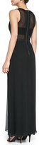 Thumbnail for your product : Charlie Jade Mix Fab Faux-Leather Inset Chiffon Maxi Dress, Black