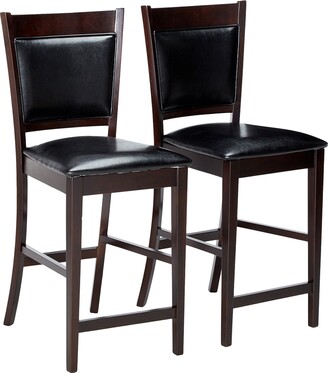 Coaster Home Furnishings Coaster Furniture Jaden Transitional Upholstered Counter Height Dining Chair (Set of 2) Black Faux Leather Polyurethane Espresso Brown 100959