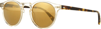 Oliver Peoples Gregory Peck Round Plastic Sunglasses, Clear/Tortoise