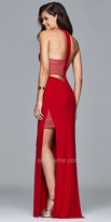 Thumbnail for your product : Faviana Illusion Strappy Racer Back Side Slit Prom Dress