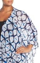 Thumbnail for your product : Foxcroft Plus Size Women's Fringed Batik Print Knit Ruana