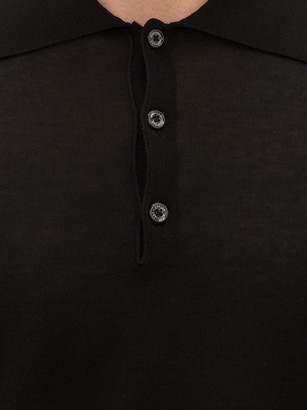 Moncler Tricolour-trim Cotton-jersey Polo Shirt - Black
