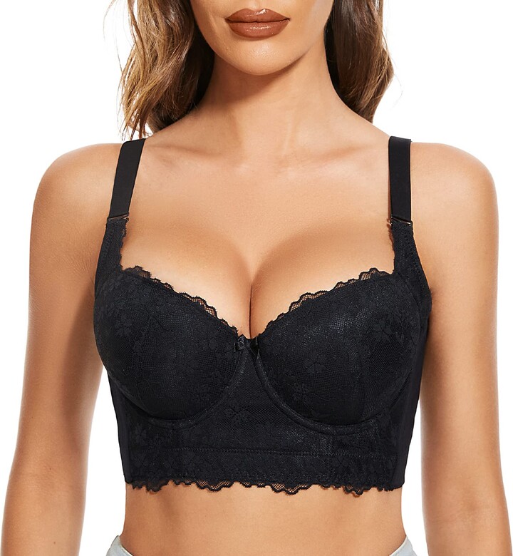 FallSweet Push Up Bras for Women Lace Plus Size Wide Back