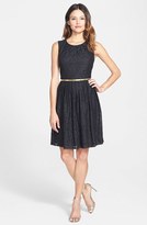 Thumbnail for your product : Ellen Tracy Dotted Lace Fit & Flare Dress