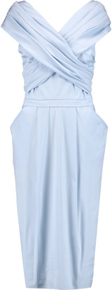 Vionnet Wrap-effect stretch cotton-blend poplin midi dress