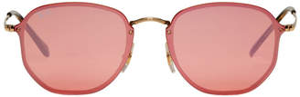 Ray-Ban Gold and Pink Blaze Hexagonal Sunglasses