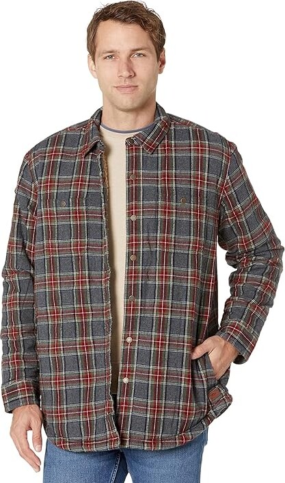 L.L. Bean Sherpa Lined Scotch Plaid Shirt Long Sleeve Regular Men's Clothing Black Watch : SM Taffeta/Polyester/Fleece