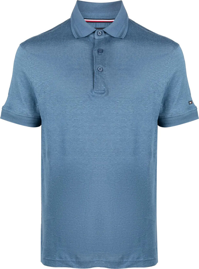 Tommy Hilfiger Logo-Plaque Slub Polo Shirt