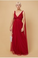 Thumbnail for your product : Little Mistress Bridesmaid Eden Red Knot-Front Maxi Dress