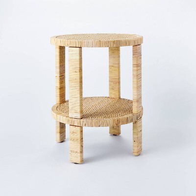 Costa Mesa Round Rattan Wrapped Accent Table Tan - ThresholdTM designed with Studio McGee