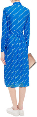 Chinti and Parker Belted Printed Crepe De Chine Midi Shirt Dress