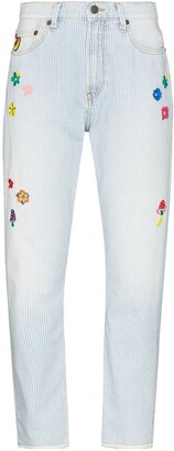 Mira Mikati Floral-Embroidered Boyfriend Jeans