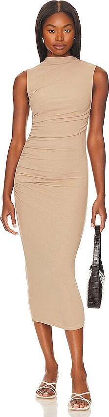 Enza Costa Silk Knit Sleeveless Twist Midi Dress