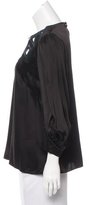 Thumbnail for your product : Andrew Gn Leather-Accented Satin Top