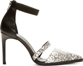 Thumbnail for your product : Helmut Lang Black & White Leather Reptile Silt Heels