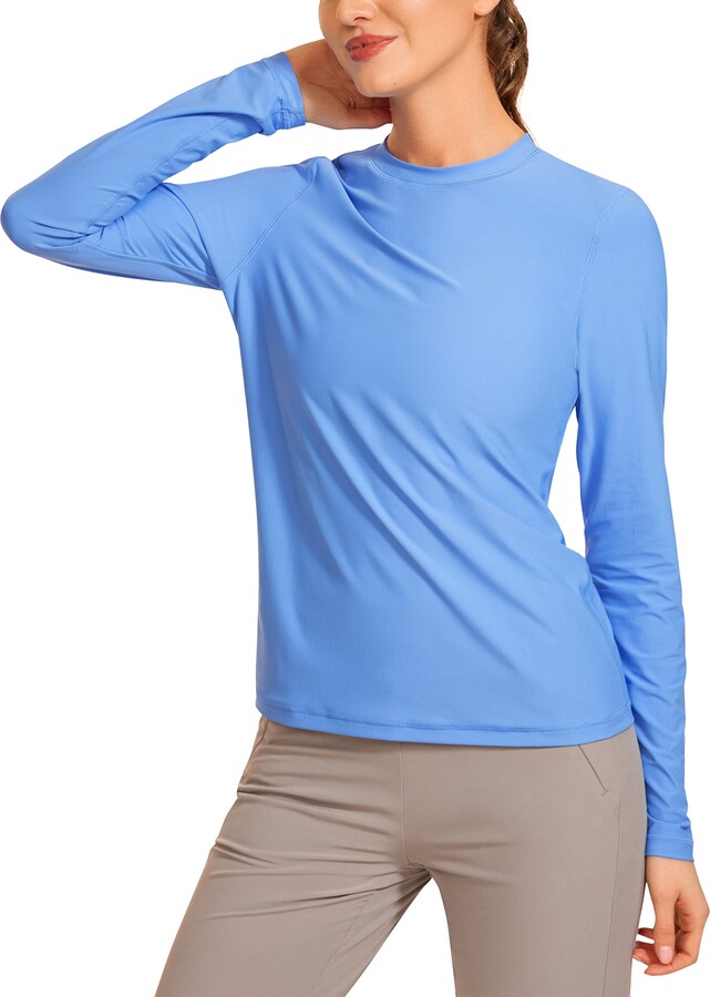 CRZ YOGA Women's Long Sleeve Rash Guard Swimsuit High Neck Swimwear