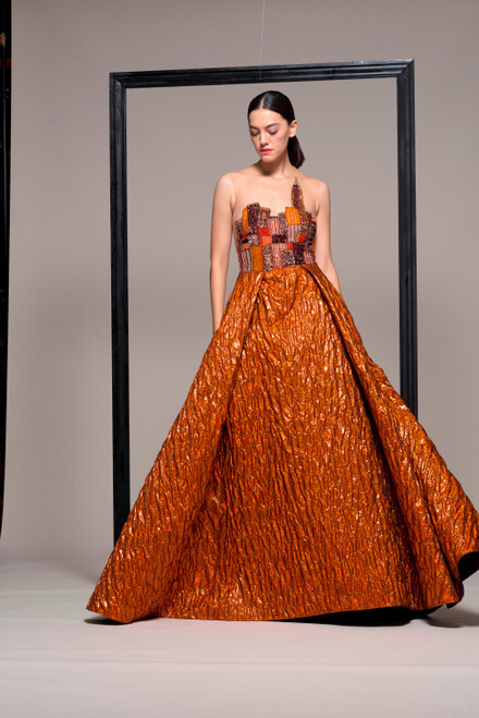 rust orange gown