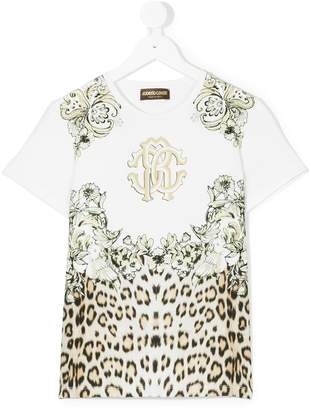 Roberto Cavalli floral leopard print T-shirt