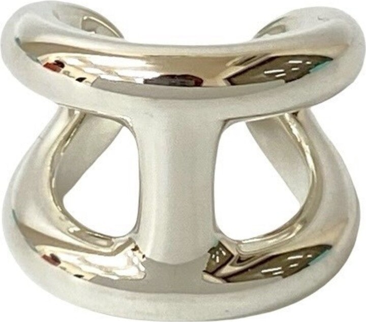 Hermes Silver Silver 925 Band Ring (Pre-Owned)
