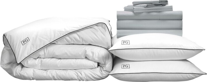 Pillow Guy Classic Cool & Crisp 100% Cotton Percale, White Down Perfect Bedding Bundle