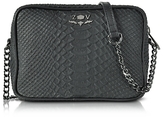 Zadig & Voltaire Black Embossed Leather Boxy Cobra Crossbody Bag
