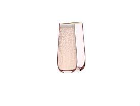 David Jones Stemless Champagne Pink Gold Rim 270Ml Bx2