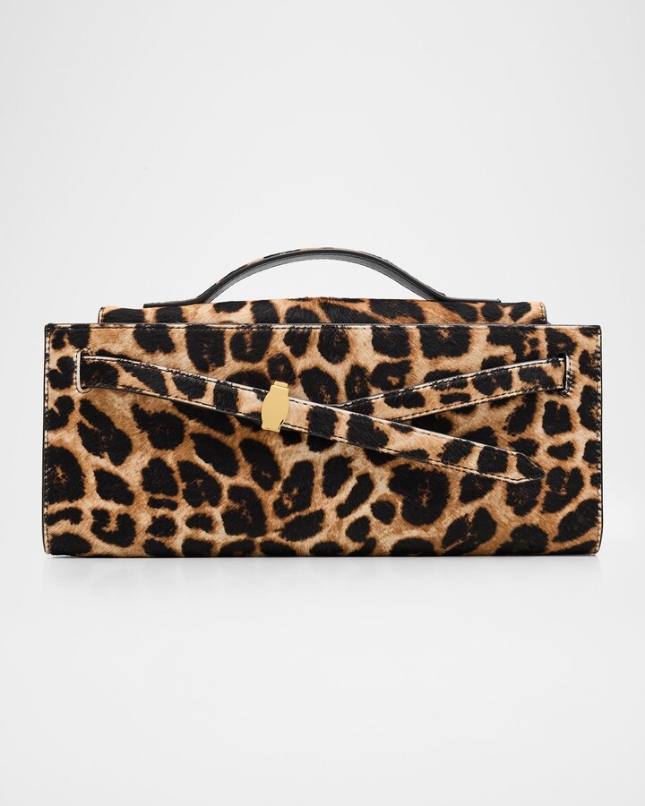 Veronica Beard Dash Animal-Print Calf Hair Clutch Bag