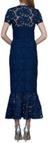 Thumbnail for your product : ML Monique Lhuillier Short-Sleeve Flounce-Hem Lace Midi Dress