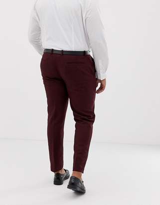 ASOS Design DESIGN Plus wedding skinny suit pants in burgundy wool mix herringbone