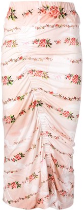 Preen by Thornton Bregazzi Floral Print Ruched Pencil Skirt