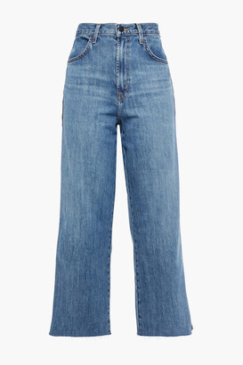 Joan cropped metallic-trimmed high-rise wide-leg jeans
