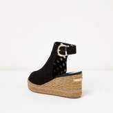 Thumbnail for your product : River Island Womens Black faux suede espadrille wedges