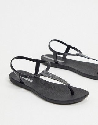 black sparkly sandals flat