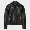 Paul Smith Men's Black Leather Asymmetric-Zip Biker Jacket