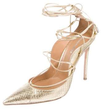 DSQUARED2 Metallic Embossed Leather Pointed-Toe Pumps