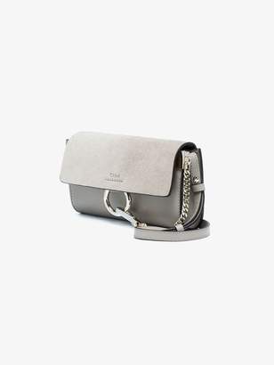Chloé Womens Grey Faye Small Leather And Suede Shoulder Bag