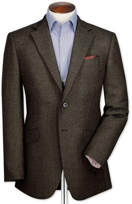Charles Tyrwhitt Slim Fit Olive Birdseye Lambswool Wool Jacket Size 36